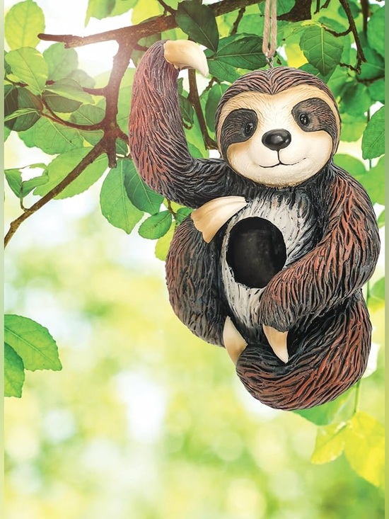 None Other - Sloth Hanging Birdhouse - Brown Decorative Outdoor Nest